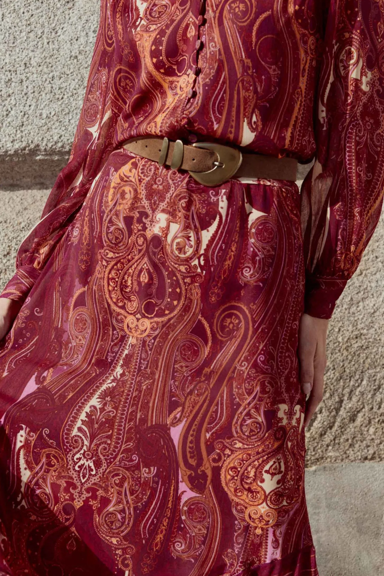 ADAME Print Burgundy Blouse
