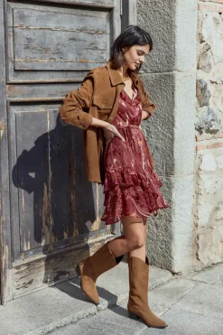 CASSIS Print Burgundy Dress