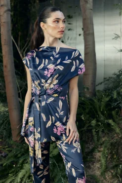 KUME Print Navy Trousers