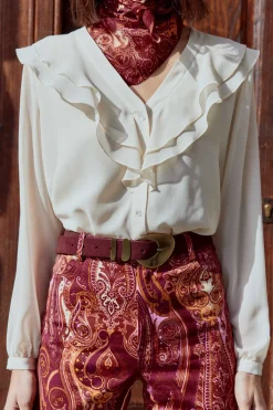 LONDON Print Burgundy Trousers