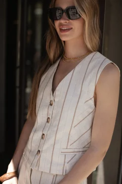 LORETO Stripes Beige Vest