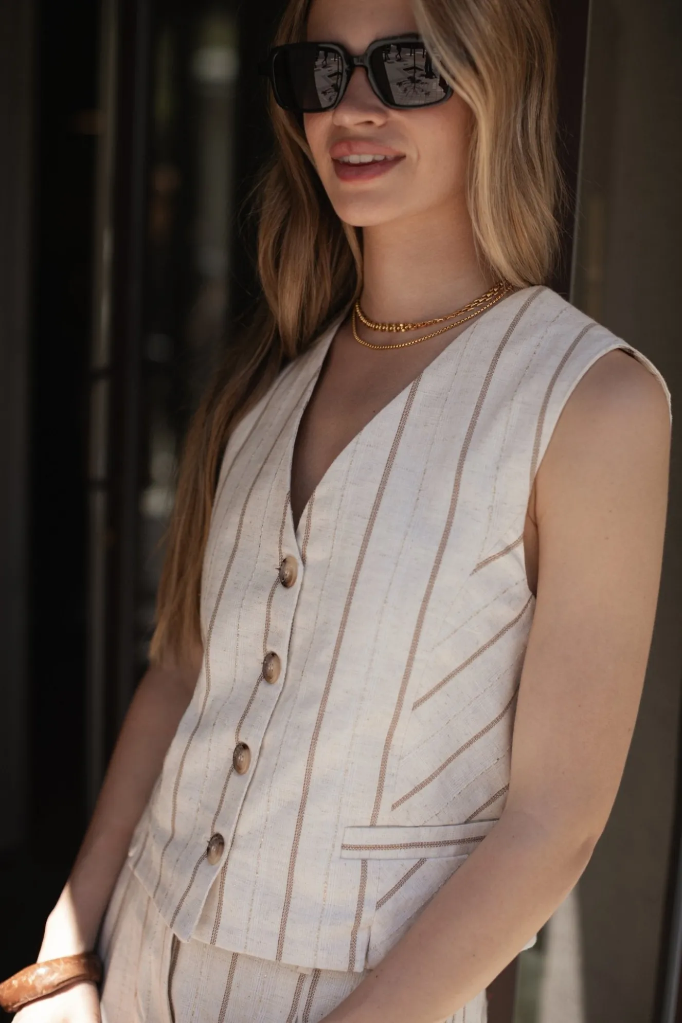 LORETO Stripes Beige Vest