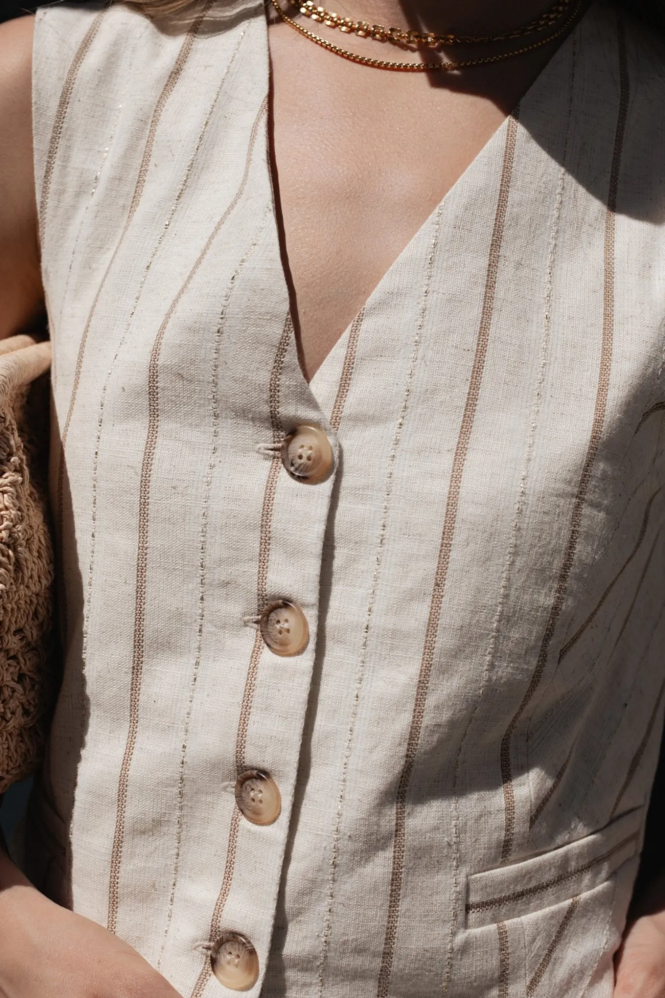 LORETO Stripes Beige Vest